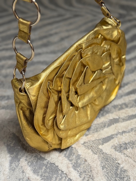 Handbags - YSL Gold Floral Applique Shoulder Bag Y2K Vintage